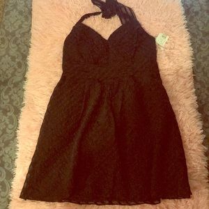 Halter Organza Strip Black Dress David’s Bridal